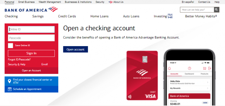 bank of america online banking